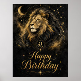 Poster Löwe Happy Birthday Sternzeichen Design