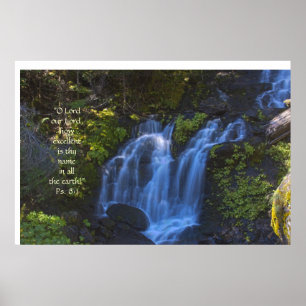 Póster Lower Falls Creek Waterfall HDR Print w/Scripture