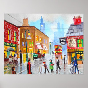 Póster Lowry inspirou o bonde da pintura de cena da rua