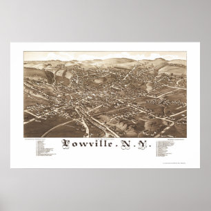 Poster Lowville, Mapa Panorâmico NY - 1885