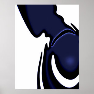 Poster Lua azul: Abstrato azul e branco