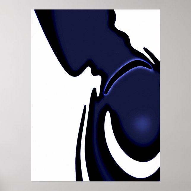 Poster Lua azul: Abstrato azul e branco (Frente)
