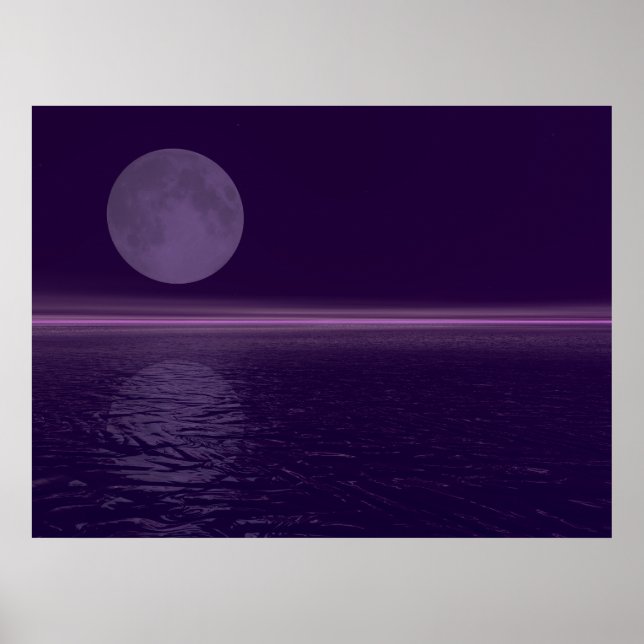 Póster Lua Azul Água Púrpura (Frente)