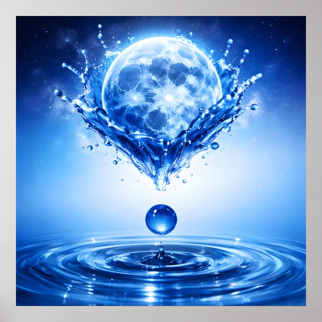 Poster Lua Azul da Meia-Noite Líquida (Frente)