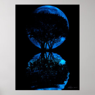 Póster Lua azul refletida