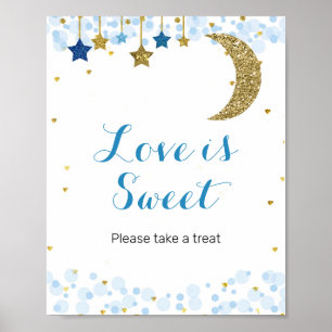 Poster Lua azul Watercolor Love is Sweet Sign