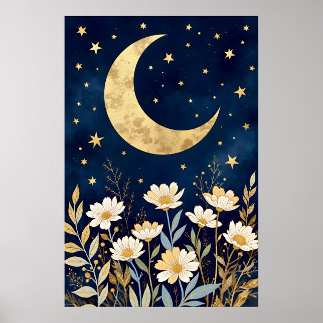 Poster Lua Celestial e Flores Silvestres (Frente)