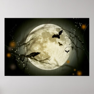 Póster Lua cheia do Dia das Bruxas