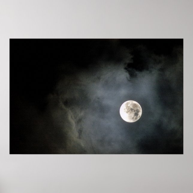 Póster Lua cheia e nuvens (Frente)