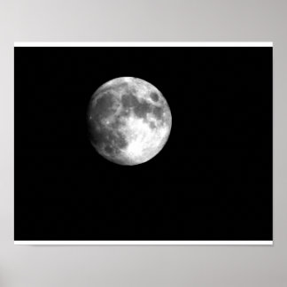 Póster Lua cheia em preto e branco