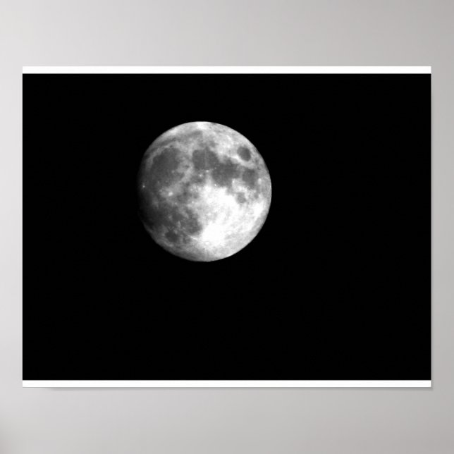 Póster Lua cheia em preto e branco (Frente)