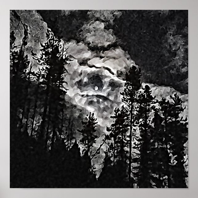 Poster Lua Cheia Em Uma Abstrato Noite Nublada (Frente)