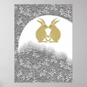 Poster lua & coelhos japoneses