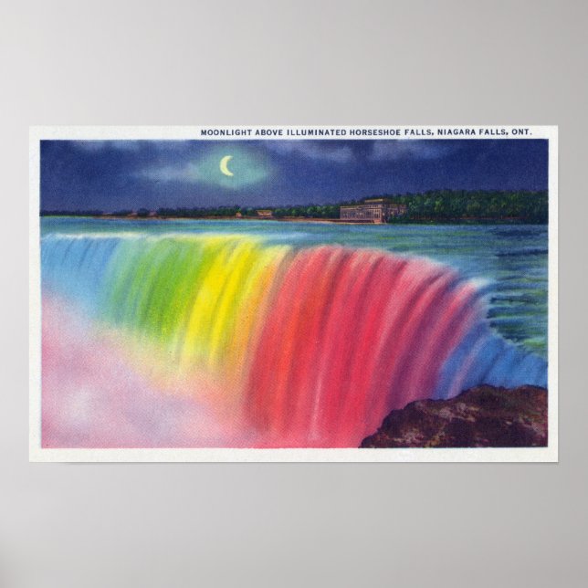 Póster Lua Crescente acima da Exibição de Cavalos Ilumina (Frente)