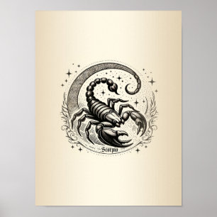 Poster Lua Crescente Escorpião Astrologia Zodíaco Escorpi