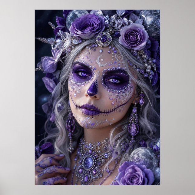 Poster Lua de Ámbar Calavera – Dia de Finados Roxo (Frente)