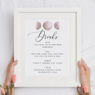 Poster Lua de Blush. Sinal de Menu Bebidas por Bar Celest