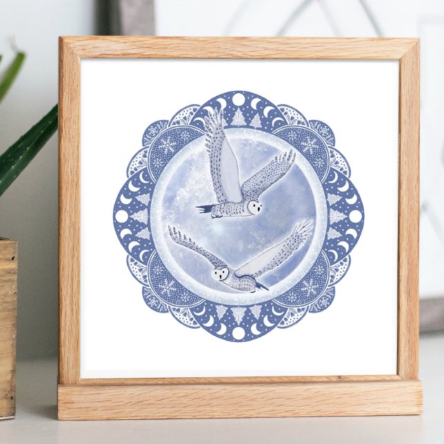 Poster Lua de cheio | Ilustração da Lua da Coruja de Feve (Criador carregado)