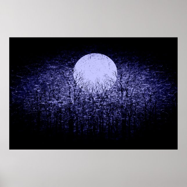 Poster Lua de cheio na noite de inverno | Art 4.o preto e (Frente)