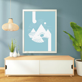 Poster Lua de Paisagem de Boho Abstrato