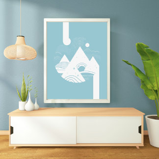 Poster Lua de Paisagem de Boho Abstrato