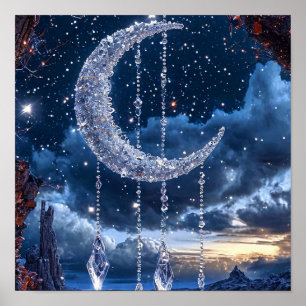 Poster Lua Decorativa Congelada Fantasia Brilho de Gelo N