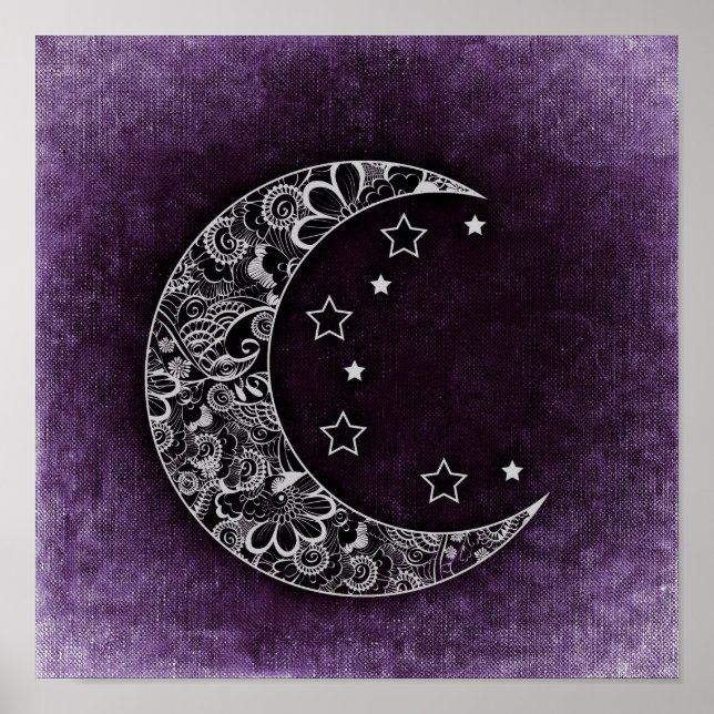 Poster Lua decorativa e estrelas (Frente)