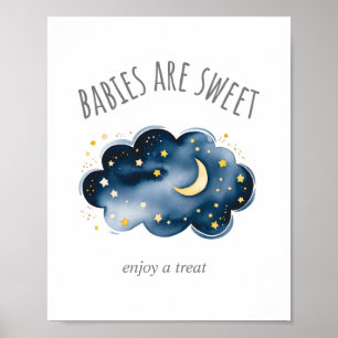 Poster Lua e estrelas Bebês são doces Desfrute de um sina
