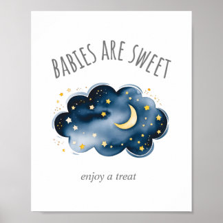 Poster Lua e estrelas Bebês são doces Desfrute de um sina