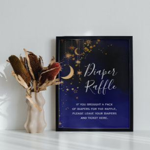 Poster Lua e estrelas Chá de fraldas Sinal de Raffle