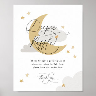 Poster Lua e Estrelas Fralda Cartaz Cinza de Cartaz Raffl