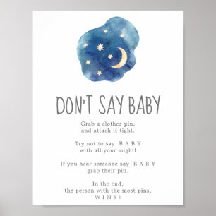 Poster Lua e Estrelas não dizem sinal de jogo de bebê
