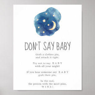Poster Lua e Estrelas não dizem sinal de jogo de bebê