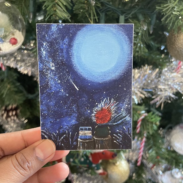 Poster Lua e Estrelas Pintura Marinho Azul Leitura de Bel (Criador carregado)