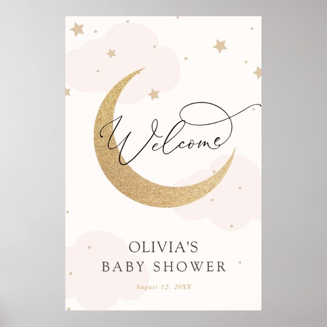 Poster Lua e estrelas - sinal de boas-vindas ao Chá de fr (Frente)