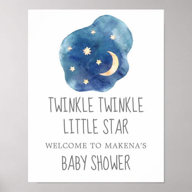 Poster Lua e Estrelas Twinkle Twinkle Pequena Estrela Bem (Frente)