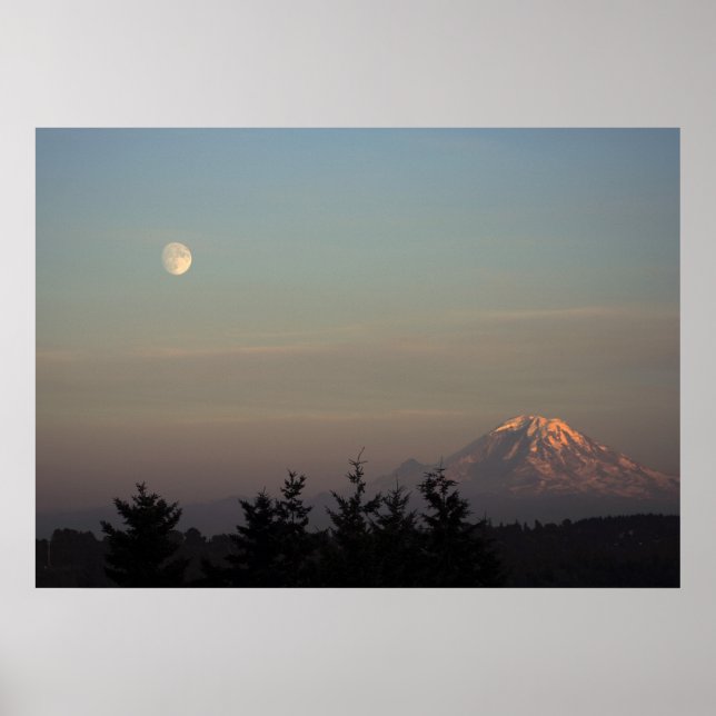 Póster Lua e Monte Ranier em (Frente)