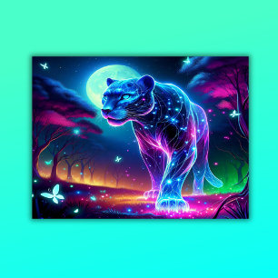 Poster Lua e Panther Neon Holográfico Coloridos  
