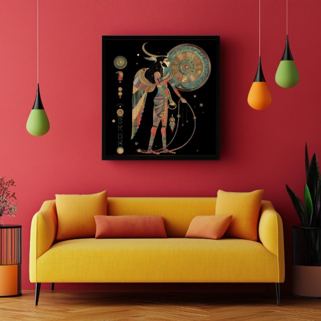Poster Lua egípcia Deus Khonsu Dark Rainbow em preto (Criador carregado)