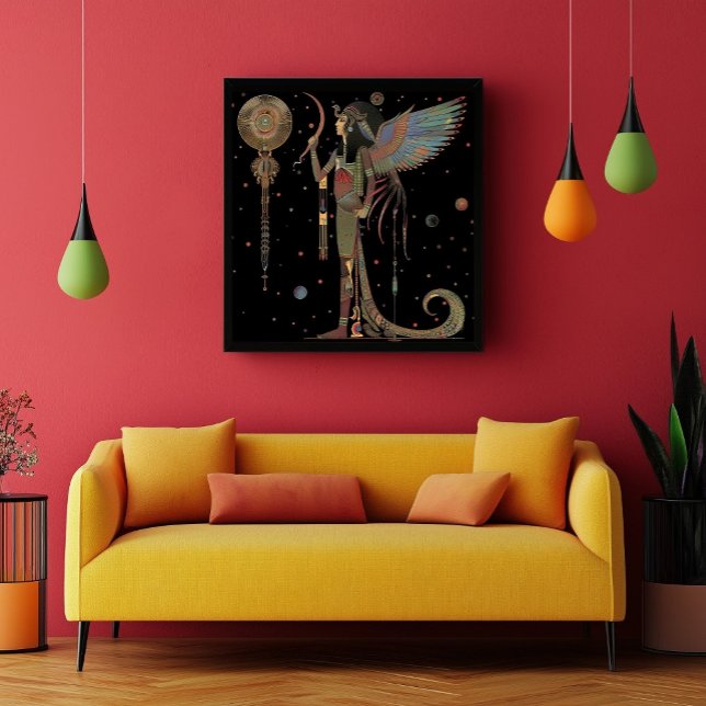 Poster Lua egípcia Deus Khonsu Rainbow Abstrato (Criador carregado)