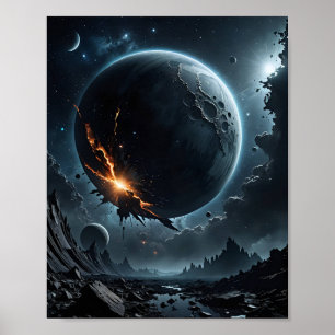 Poster Lua estilhaçada e gigante a gás