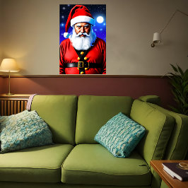 Poster Lua, estrelas e Papai Noel | Arte AI