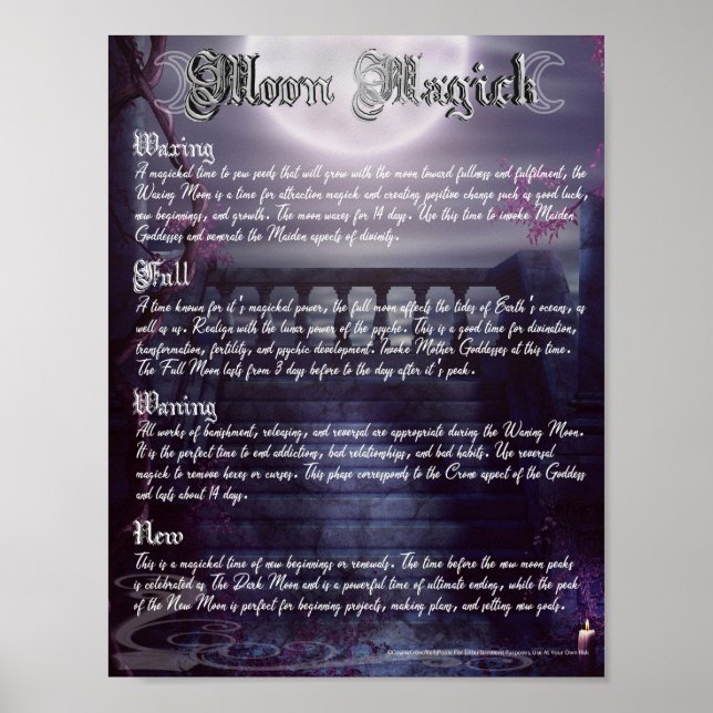 Poster Lua fascina Magick Wiccan Livro de Sombras (Frente)