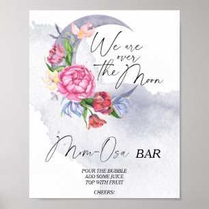 Poster Lua floral de babá shower Momosa bar