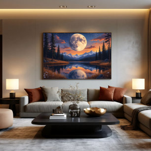 Poster Lua Gigante: Reflexões Noturnas