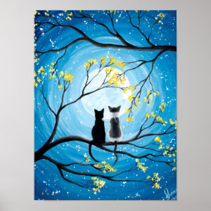 Póster Lua lunática com gatos