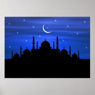 Poster Lua & mesquita de Ramadan