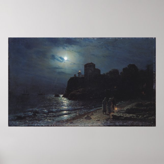 Poster Lua na borda de um lago, 1870 (Frente)