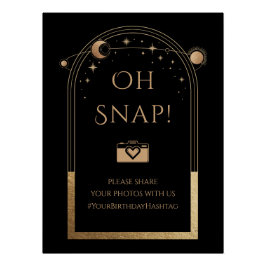 Póster Lua Negra Celestial, Dourada Sol, Stars Oh Snap