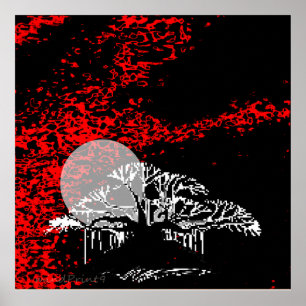 Poster Lua no céu vermelho